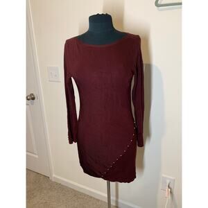 White House Black Market Bodycon Burgundy mini Dress embellishments size medium